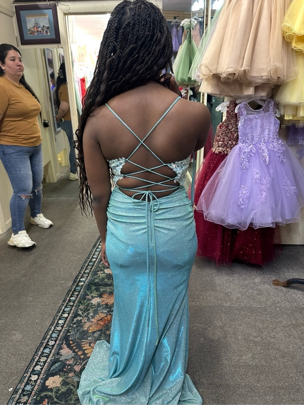 Backless Sparkle Mermaid Dress in Aqua